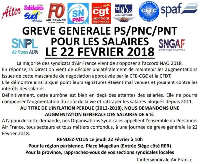 greve air france 22 fevrier 2018