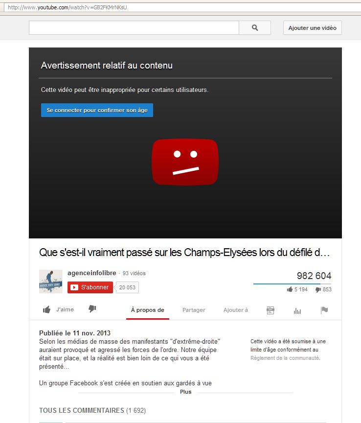 video censuree du 11 novembre 2013