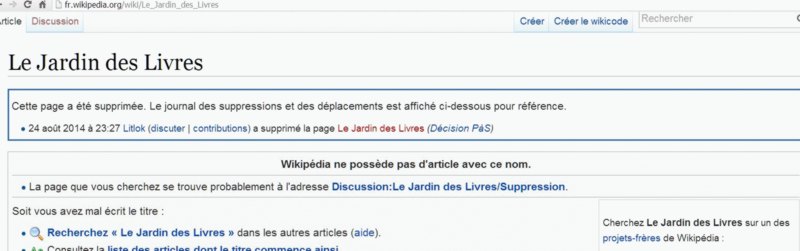 wikipedia censure les editions le jardin des livres