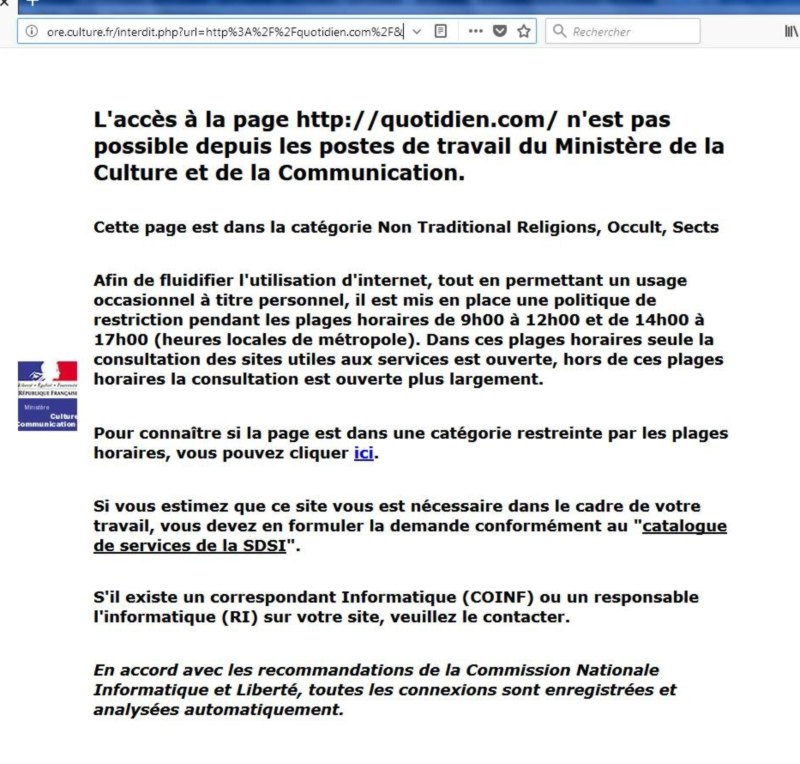 censure du site quotidien.com