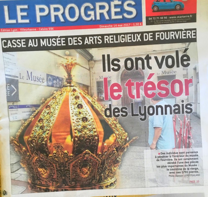 vol de la couronne de  la vierge à Lyon