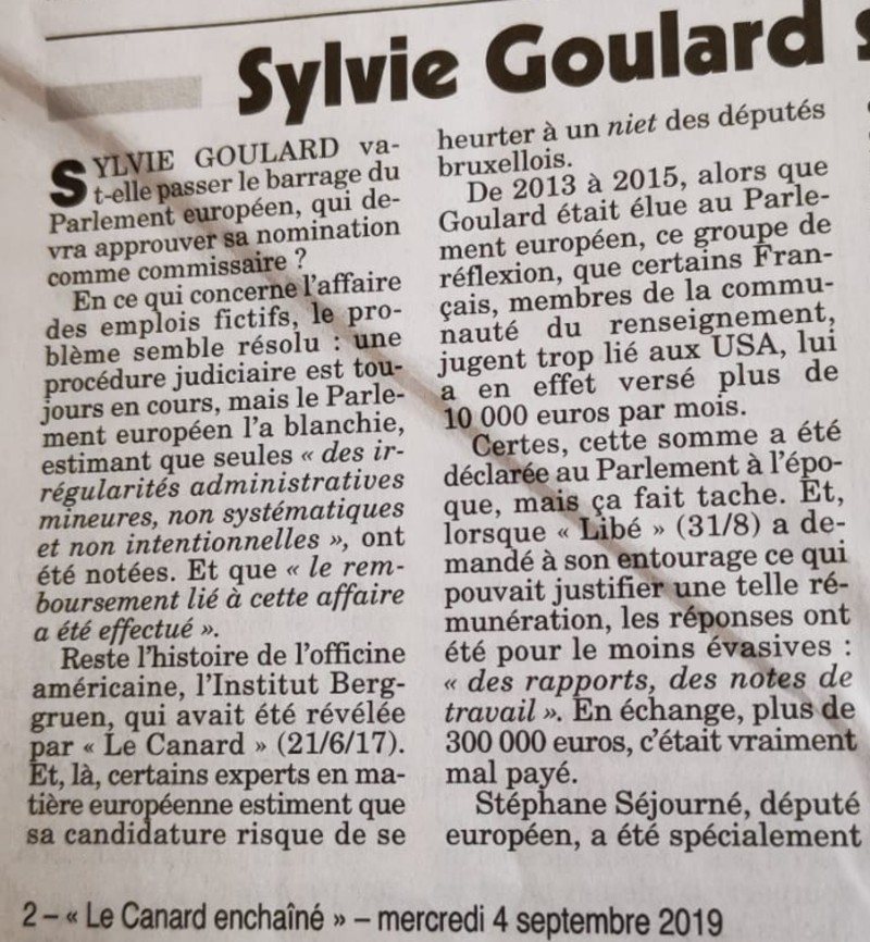 Sylvie Goulard agende la CIA
