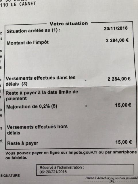 15 euros de frais d'impots