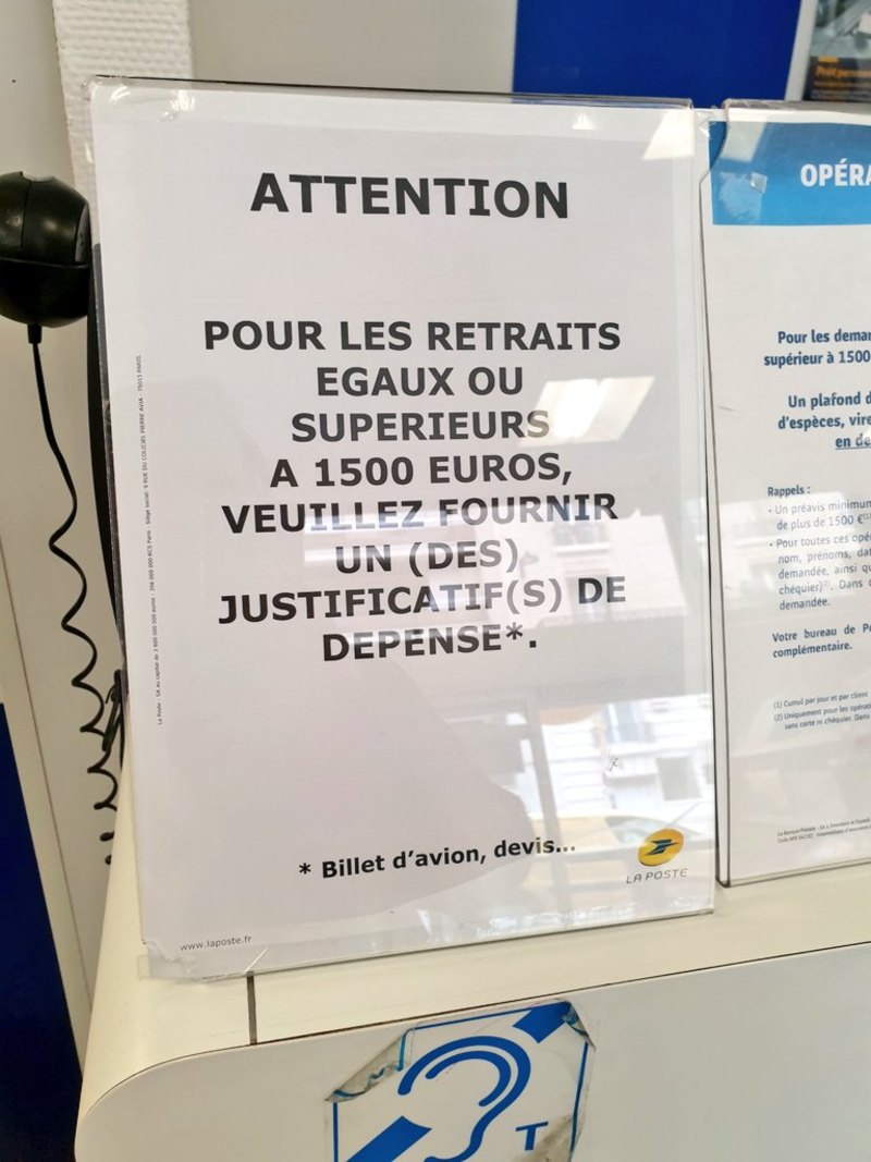 la poste demande les justificatifs pour les retraits en mai 2019