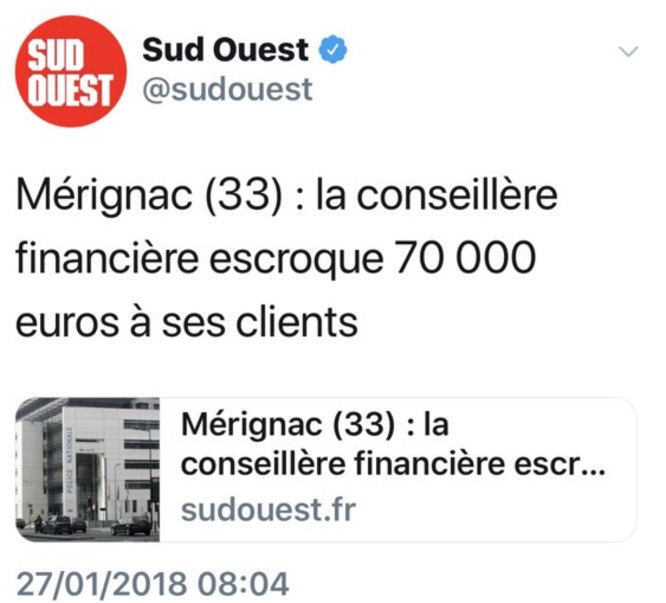 le charge de compte volait les clients a merignac