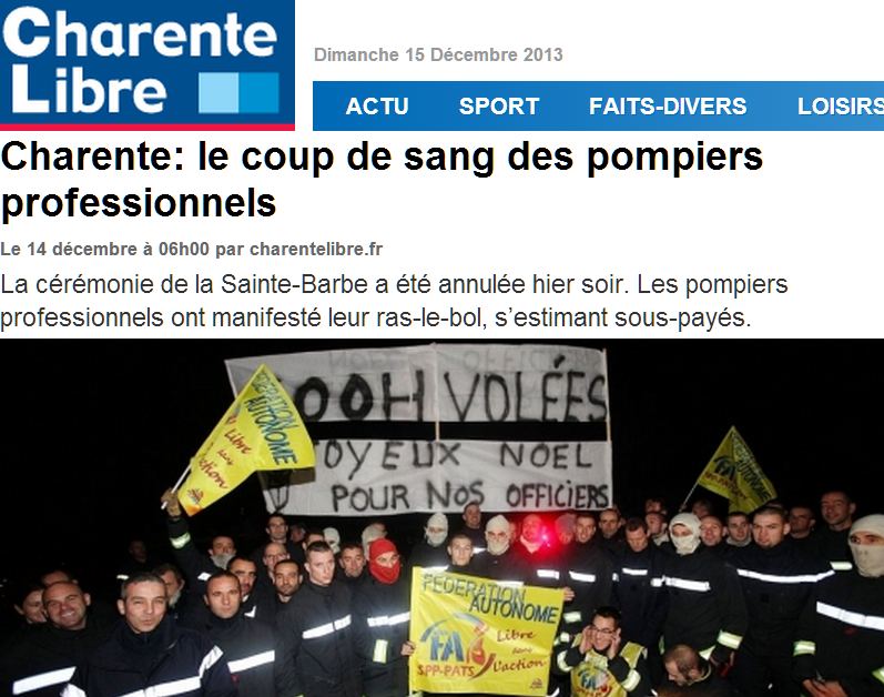 pompiers charente libre