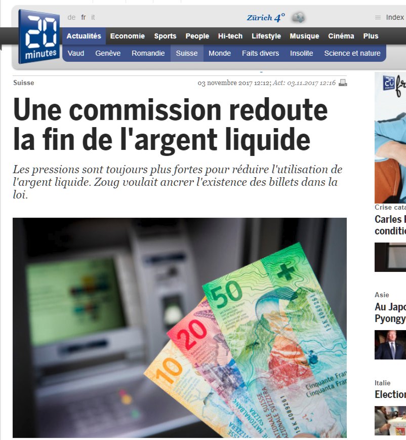 fin de l'argent liquide en suisse