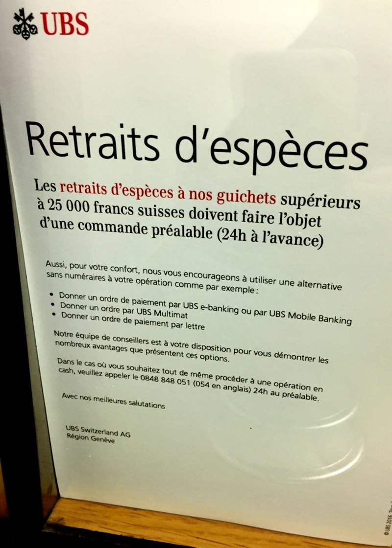 limite de retrait à l'UBS suisse