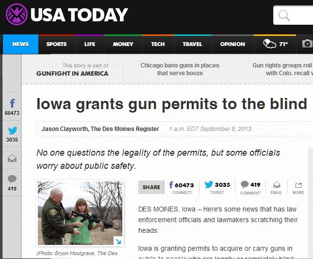 aveugle iowa armes