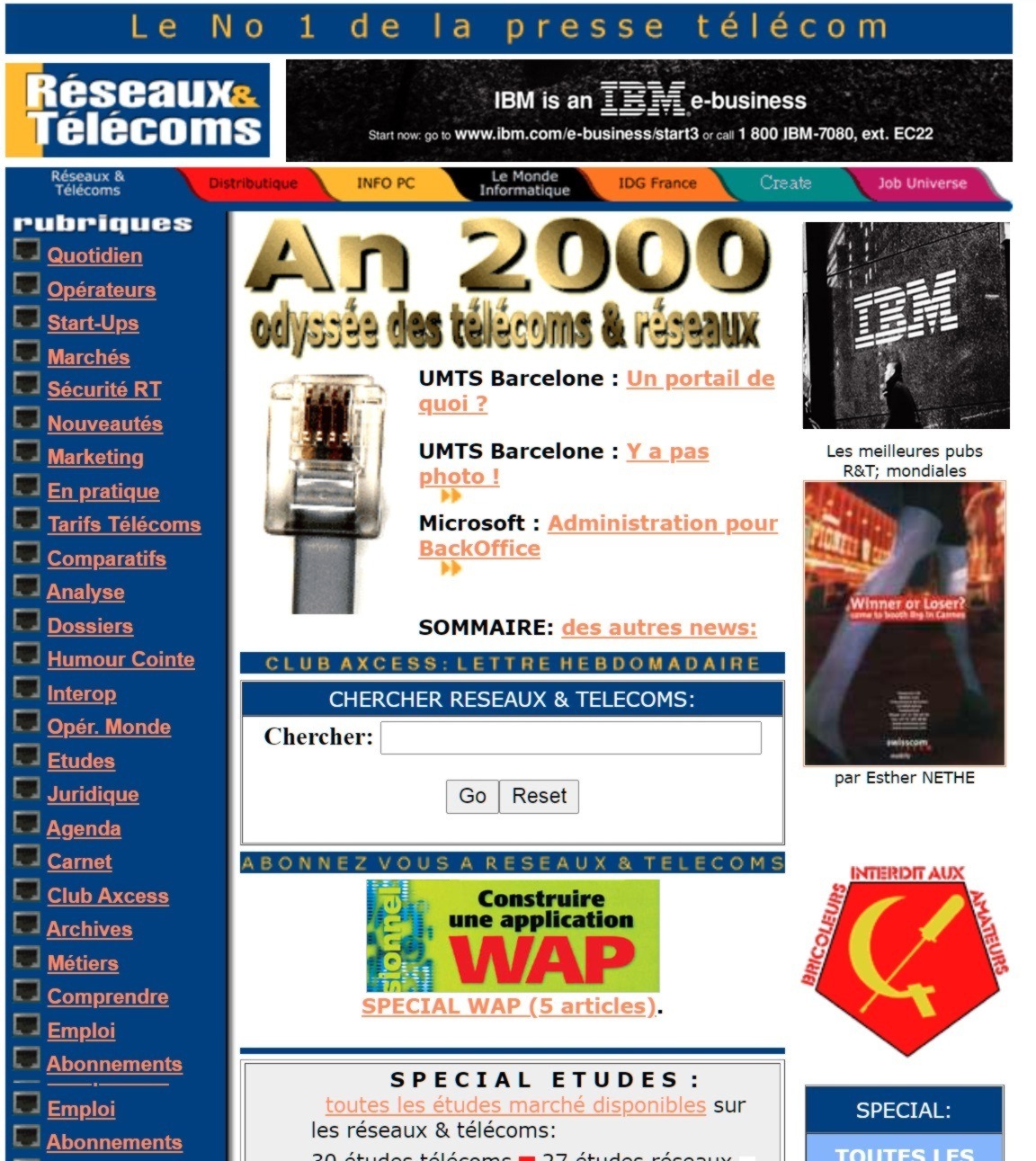reseaux et telecoms IDG france 1999 - 2000 - 2001